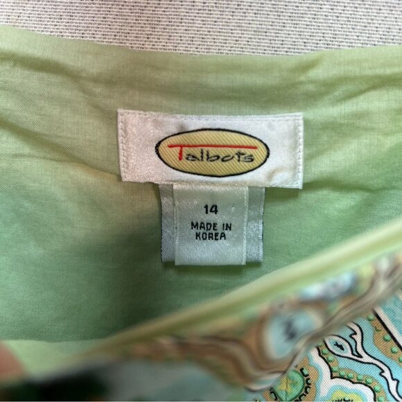 Talbots Womens Paisley A-Line Skirt Size 14 Green Floral Summer Boho Casual Y2K - Picture 2 of 12